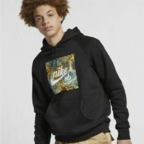 Nike Men's SB Animal Print Logo Skate Hoodie BLACK CK2502 010 Size Medium skate - Picture 5 of 5